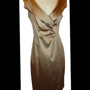 Gold Sleeveless Satin Night Out Cocktail Dress